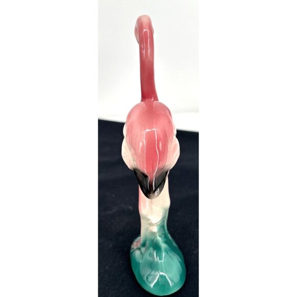 Flamingo Figurine Pink Ceramic 8" Mid Century 1950's Glossy Art Deco Vintage - Picture 4 of 7